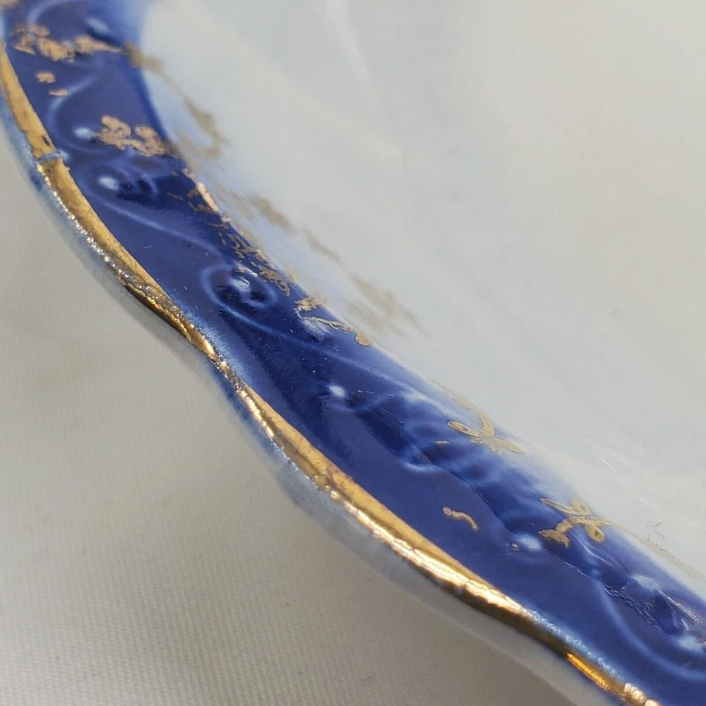 Vintage Antique Imperial China  S.V.O.C.  Co Soup Bowl‎ RARE Blue Gold Floral.